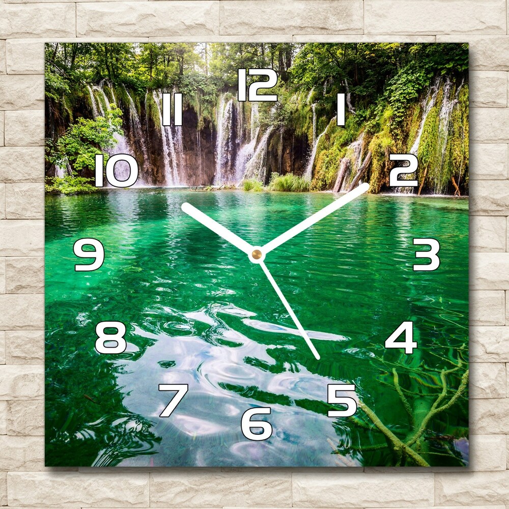 Skleněné hodiny čtverec Plitvické jezero