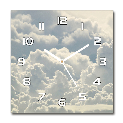 Skleněné nástěnné hodiny čtverec Oblaka