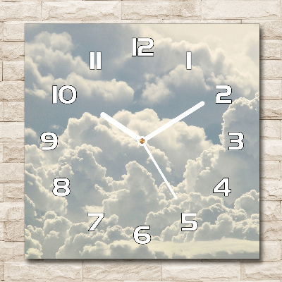 Skleněné nástěnné hodiny čtverec Oblaka