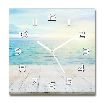 Skleněné nástěnné hodiny čtverec Moře