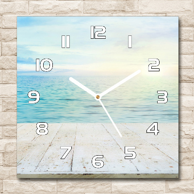 Skleněné nástěnné hodiny čtverec Moře
