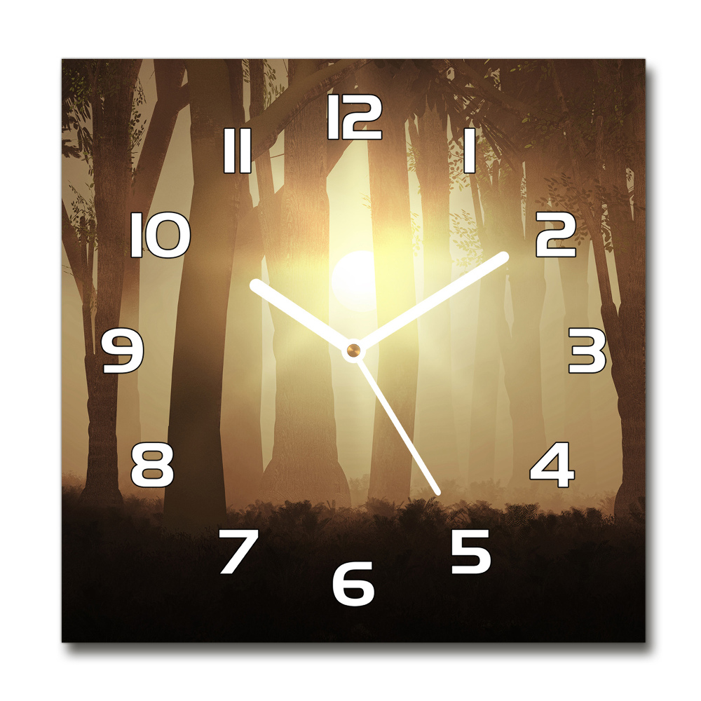 Skleněné hodiny čtverec Mlha v lese