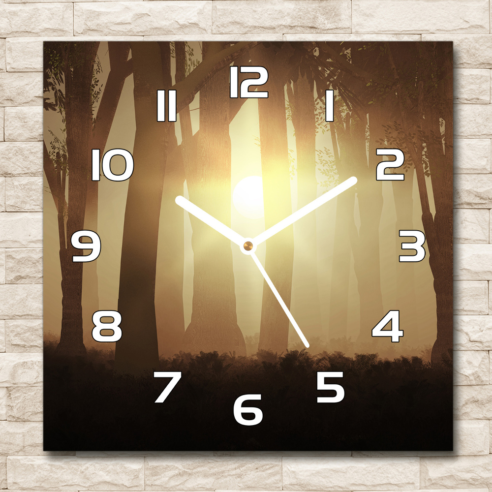 Skleněné hodiny čtverec Mlha v lese