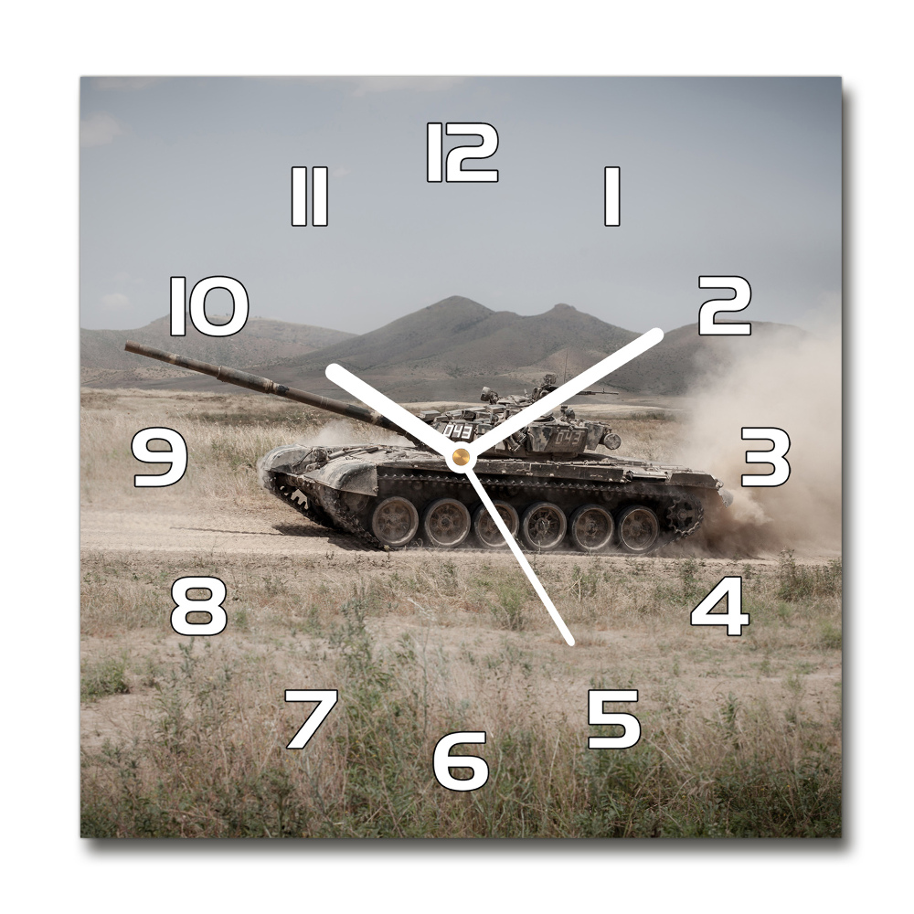 Skleněné hodiny čtverec Tank na poušti