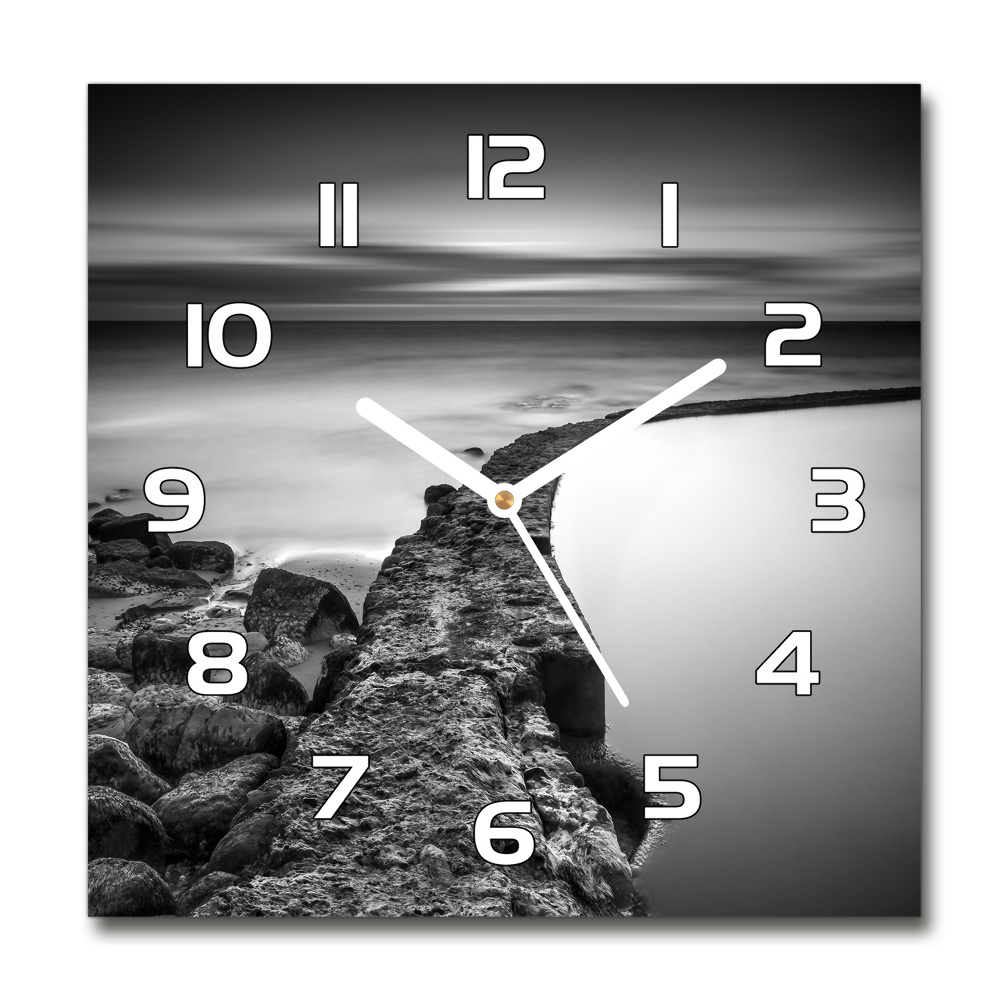 Skleněné hodiny čtverec Kamenná pláž