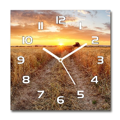Skleněné hodiny čtverec Pole pšenice