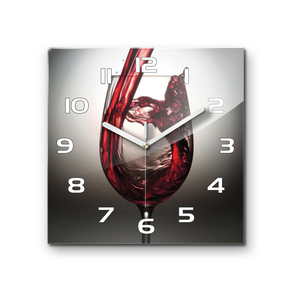 Skleněné hodiny čtverec Červené víno