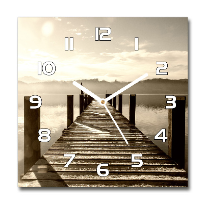 Skleněné hodiny čtverec Dřevěné molo