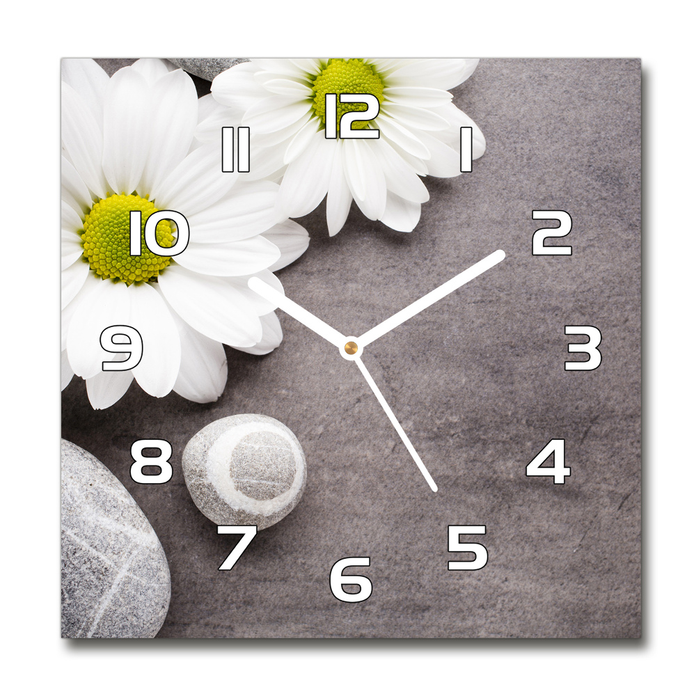 Skleněné nástěnné hodiny čtverec Gerbera