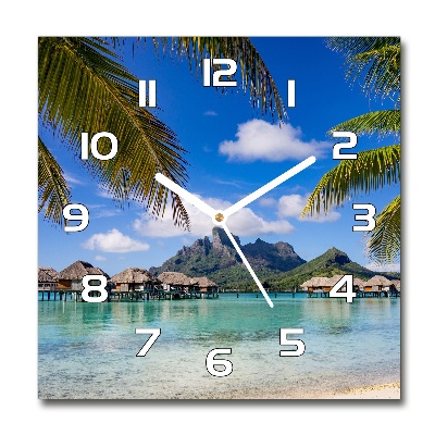 Skleněné hodiny na stěnu Palmy na Bora Bora