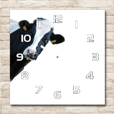 Skleněné nástěnné hodiny čtverec Kráva