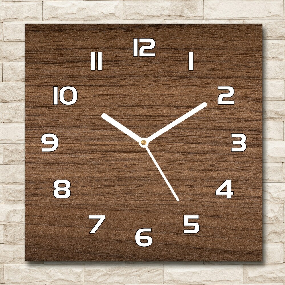 Skleněné hodiny na stěnu Dřevěné pozadí