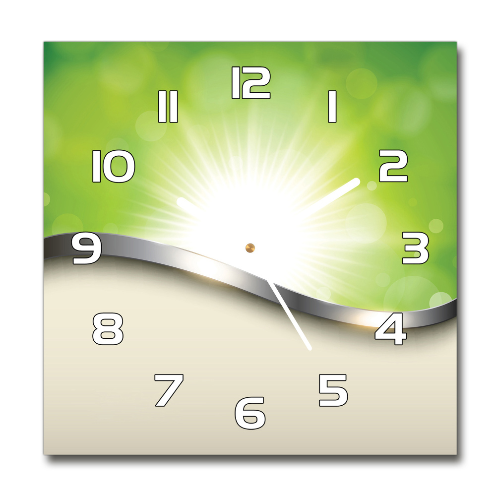 Skleněné hodiny čtverec Zelená abstrakce