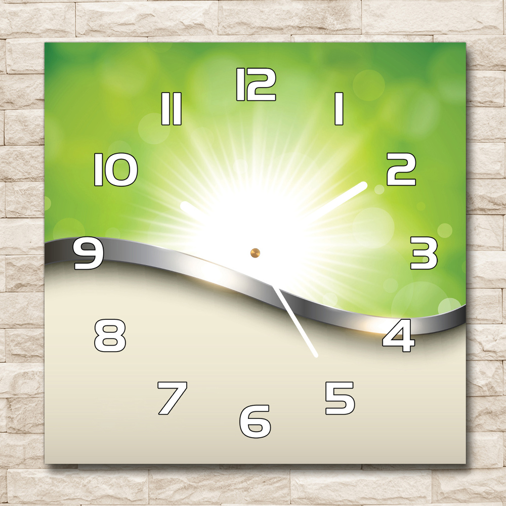 Skleněné hodiny čtverec Zelená abstrakce