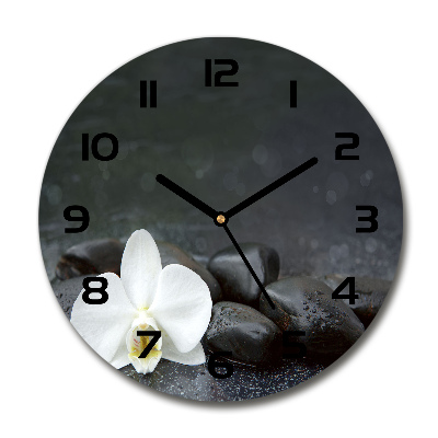 Skleněné nástěnné hodiny kulaté Orchidej
