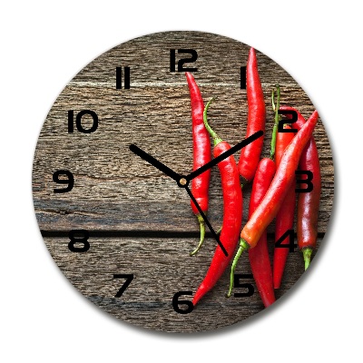 Skleněné hodiny kulaté Chilli papričky