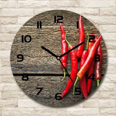 Skleněné hodiny kulaté Chilli papričky