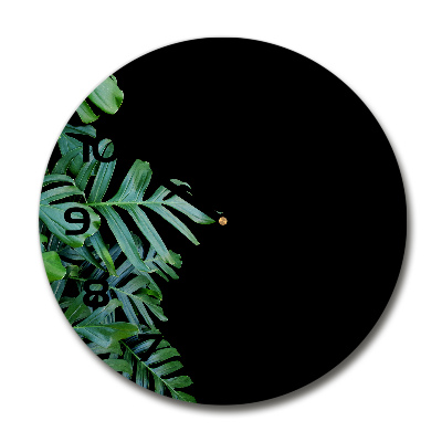 Skleněné nástěnné hodiny kulaté Monstera