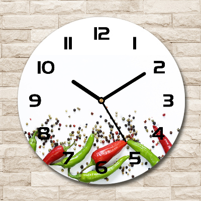 Skleněné hodiny kulaté Chilli papričky