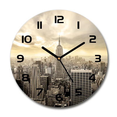 Skleněné hodiny kulaté Manhattna Nev York