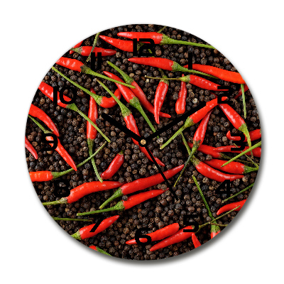 Skleněné hodiny kulaté Chilli papričky