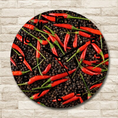 Skleněné hodiny kulaté Chilli papričky