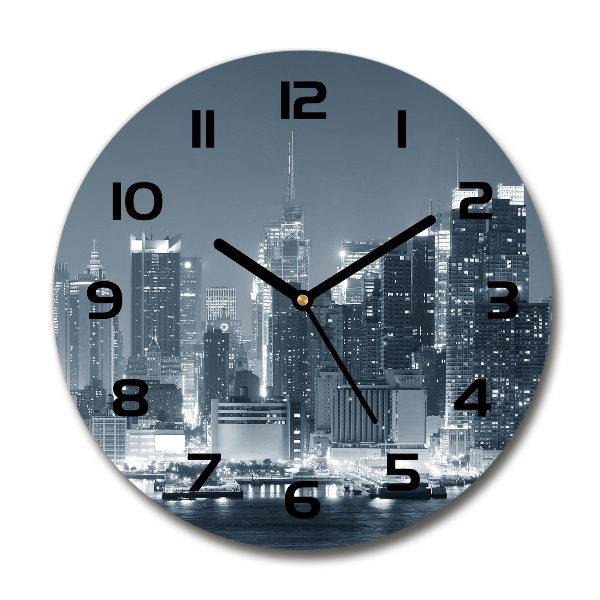 Skleněné hodiny kulaté Manhattna Nev York
