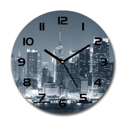 Skleněné hodiny kulaté Manhattna Nev York