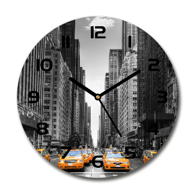 Skleněné hodiny kulaté Taxi New York