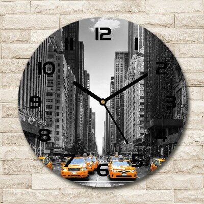 Skleněné hodiny kulaté Taxi New York