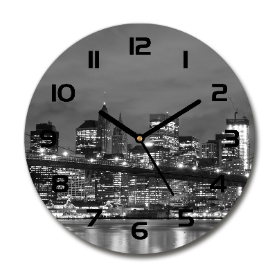 Skleněné hodiny kulaté Manhattna Nev York