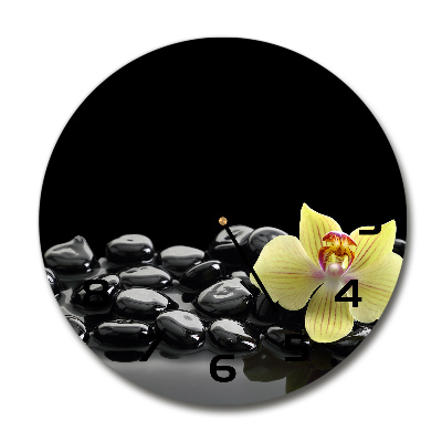 Skleněné nástěnné hodiny kulaté Orchidej