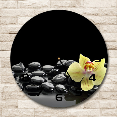 Skleněné nástěnné hodiny kulaté Orchidej