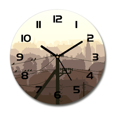 Skleněné hodiny město vysoké napětí 30x30 Město vysoké napětí