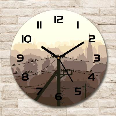 Skleněné hodiny město vysoké napětí 30x30 Město vysoké napětí