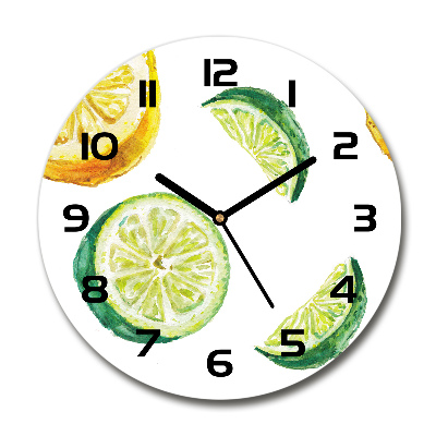 Skleněné hodiny kulaté Citron a limetka