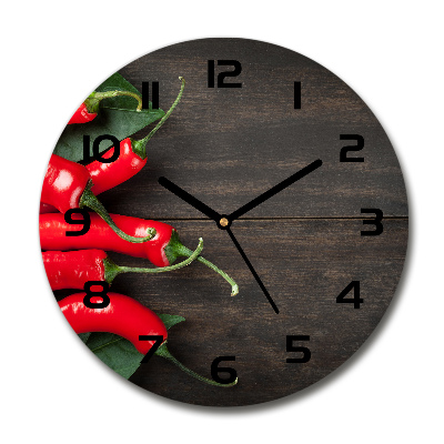 Skleněné hodiny kulaté Chilli papričky