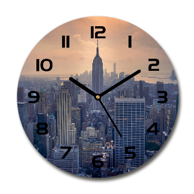 Skleněné hodiny kulaté Manhattna Nev York