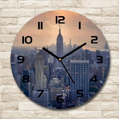 Skleněné hodiny kulaté Manhattna Nev York