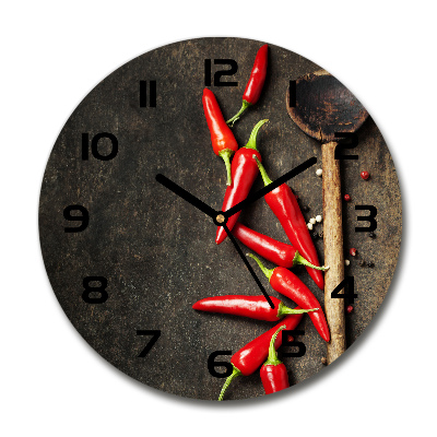 Skleněné hodiny na stěnu Chilli papričky