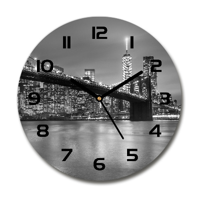Skleněné hodiny kulaté New York noc