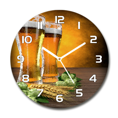 Skleněné hodiny kulaté Dvě sklenice piva