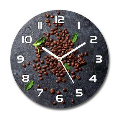 Skleněné hodiny kulaté Zrnka kávy