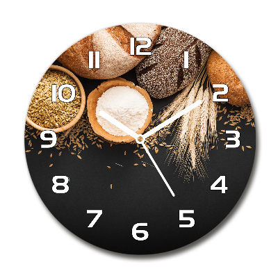 Skleněné hodiny kulaté Pečivo a pšenice