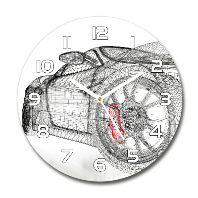 Skleněné hodiny kulaté Síť auto