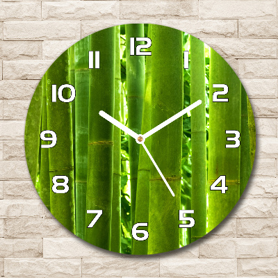 Skleněné nástěnné hodiny kulaté Bambus