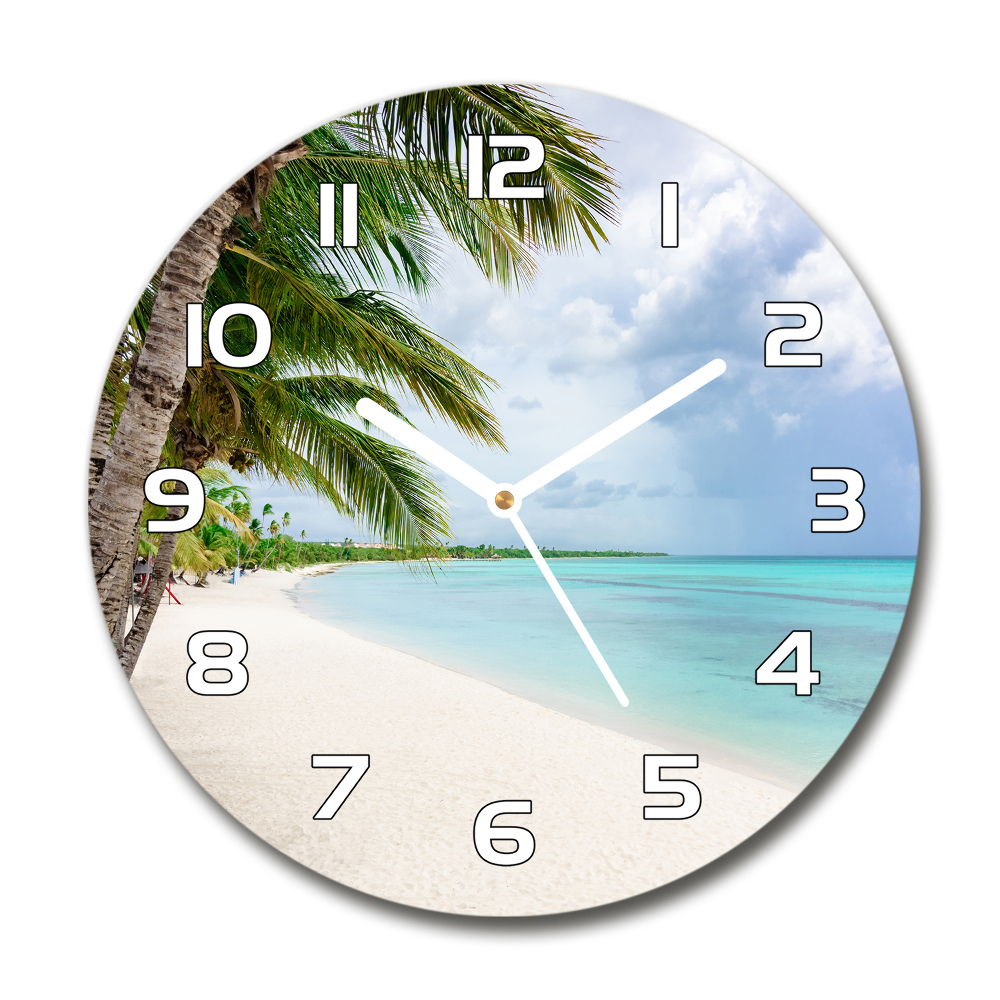 Skleněné hodiny kulaté Tropická pláž