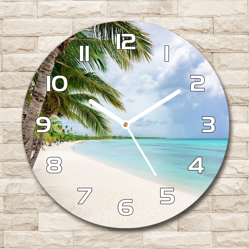 Skleněné hodiny kulaté Tropická pláž
