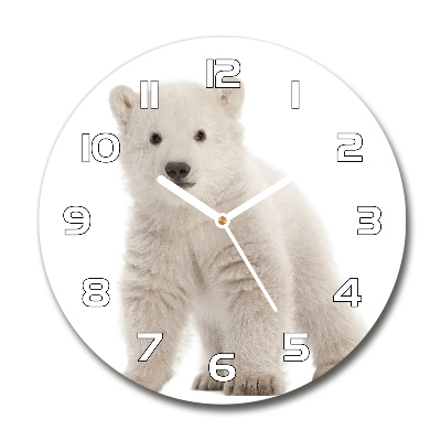 Skleněné hodiny kulaté Polární medvídek