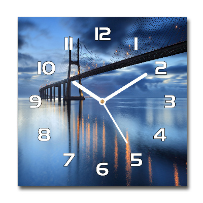 Skleněné hodiny kulaté Osvětlený most